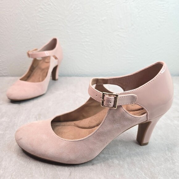 Giani Bernini Shoes - Memory Foam Maryjane Pumps Sz 8 Light Pink Suede Block Heel Comfort Dressy Shoes